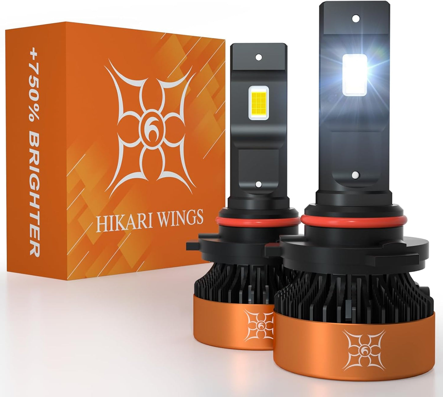 HIKARI WINGS 9005 Foglight Bulbs, 30000LM Super Bright, 6000K Cool White HB3 Light Bulb, IP68 Waterproof, Pack of 2
