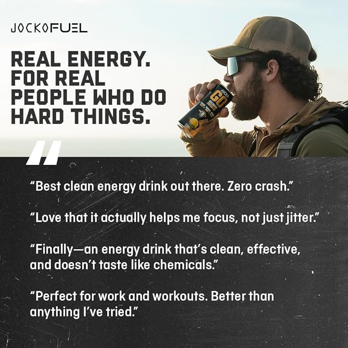 Jocko GO Energy Drink - Keto, Vitamin B12, Vitamin B6, Electrolytes, L Theanine, Magnesium- Energy Boost, Sugar Free Nootropic Monk Fruit Blend - 12 Pack (Mango Passionfruit)