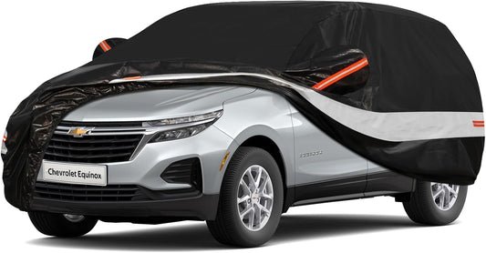10 Layers SUV Car Cover Custom Fit for Chevrolet Chevy Equinox (2005-2024) Waterproof All Weather for Automobiles, Outdoor Full Cover Sun UV Rain Protection with Cotton.Black