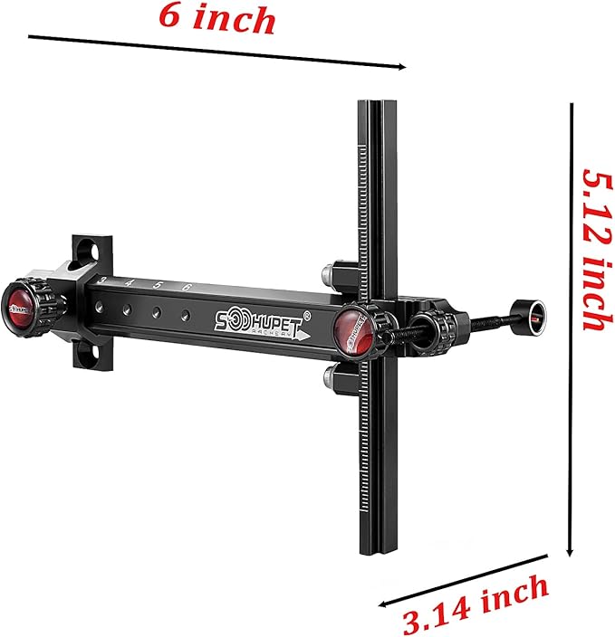 Archery Recurve Bow Sight, SOOHUPET Accessories T Shape Archery Shooting Target Sight Adjustable Bowsight with Optical Fiber Pin Sight for Target Practice