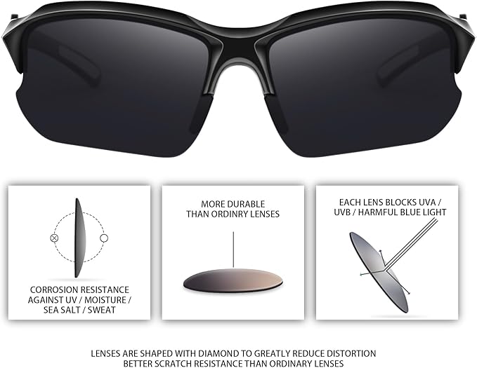 Sports Polarized Sunglasses for Men Cycling Running Fishing UV Protection Sun Glasses Lightweight Half Frame Goggles