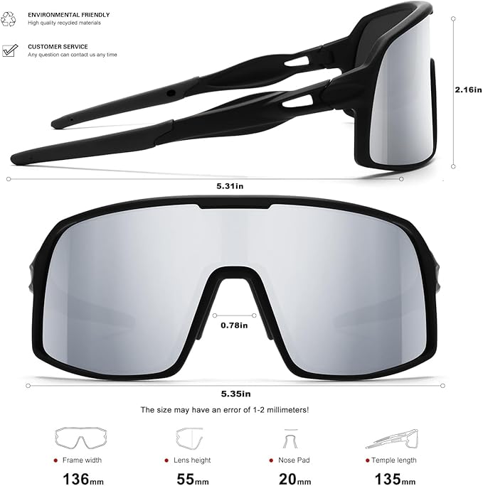 Polarized Sports Sunglasses for Men and Women Cycling Glasses UV Protection Goggles for Mountain Bike Running Fishing