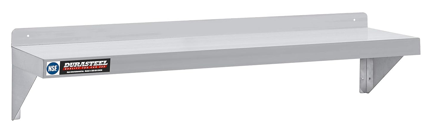 DuraSteel Stainless Steel Wall Shelf - 48" Wide x 12" Deep Commercial Grade - NSF Certified - Industrial Appliance Equipment (Restaurant, Bar, Home, Kitchen, Laundry, Garage and Utility Room)