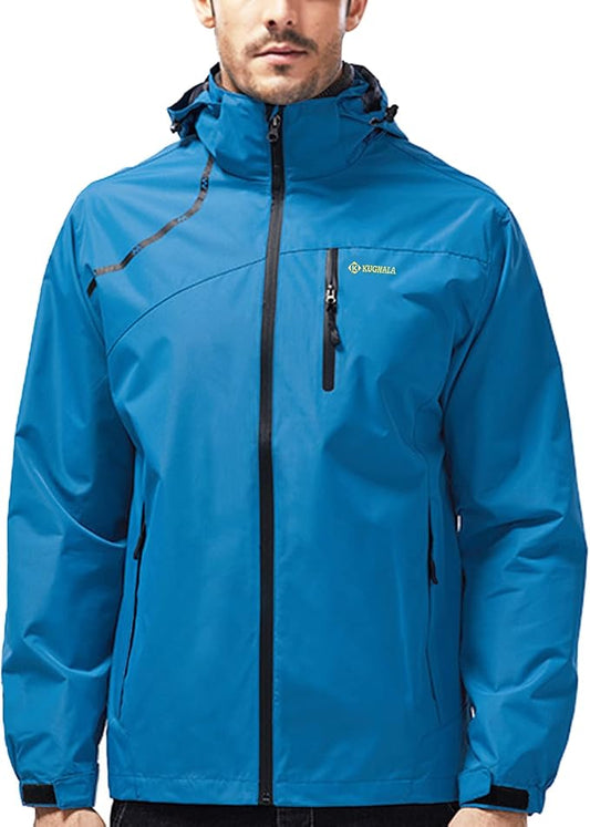 Mens Lightweight Waterproof Jacket Windproof Rain Hooded jackets for Running Hiking Cycling Travel M-7XL