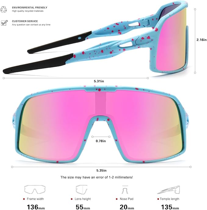 Polarized Sports Sunglasses for Men and Women Cycling Glasses UV Protection Goggles for Mountain Bike Running Fishing