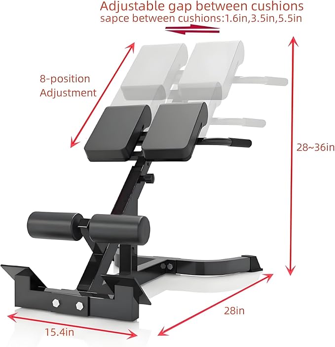 ComMax Roman Chair Back Hyperextension Bench Adjustable Back Exercise Machine Home Gym Workout Equipment for Abs and Glute