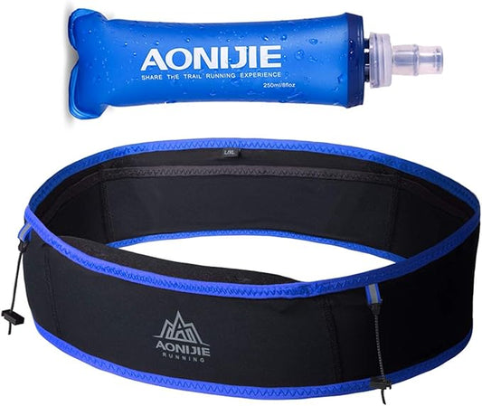 AONIJIE Hydration Belt Running Fanny Pack, with 250ml Soft Water Bottle Flask Phone Holder for Trailing Running Climbing Jogging Cycling Workout Fitness 3 Colors (Blue, M/L)