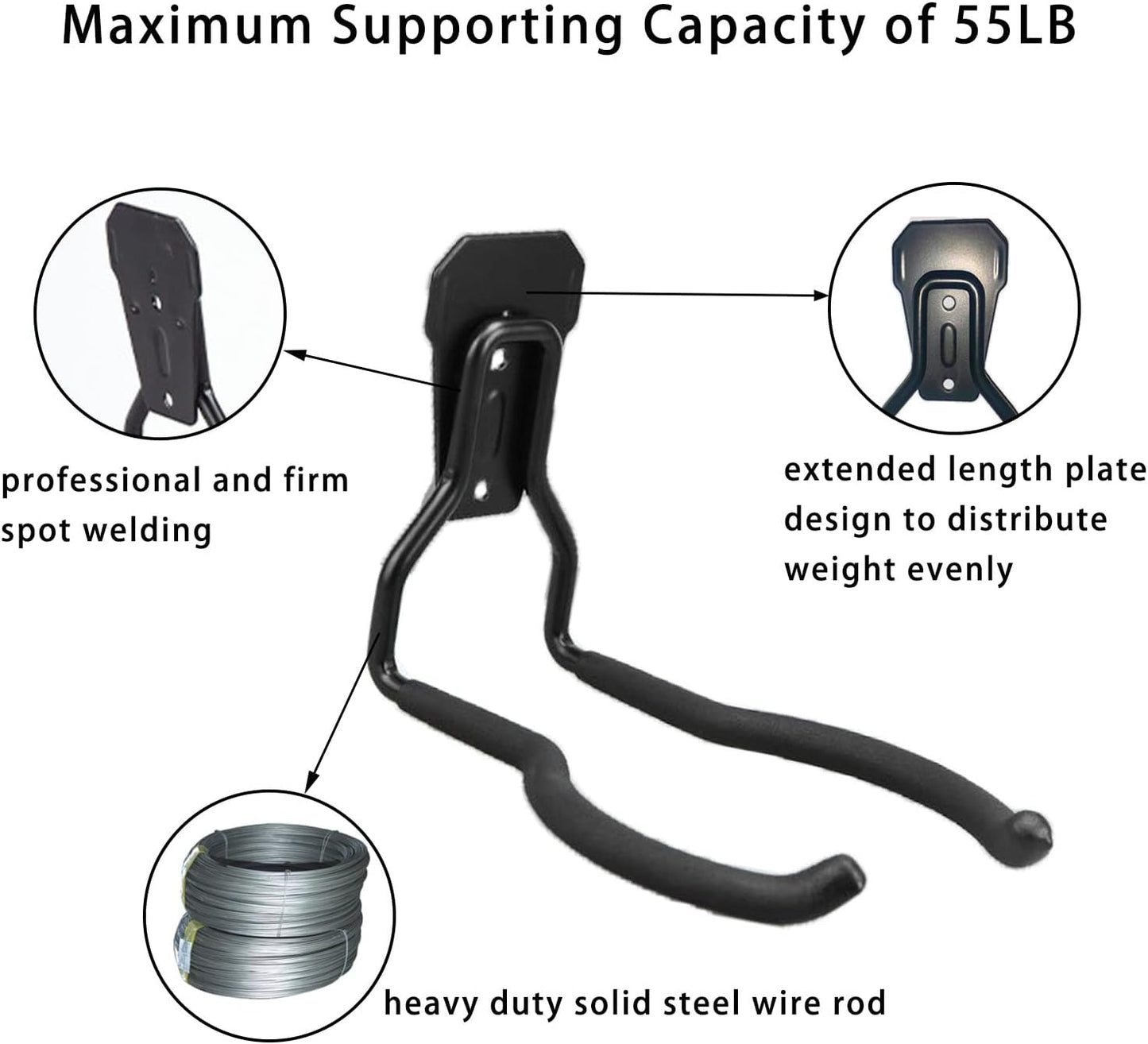 Weedeater Hanger, String Trimmer Hanger and Wall Mounted Power Tool Holder, Garage Utility Hooks for Storage- Black, 3-Pcs