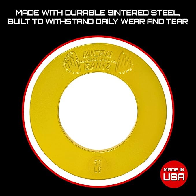 Micro Gainz Olympic Fractional Weight Plates Set, 10 Piece Olympic Weight Plates Set with Bag, Designed for Olympic Barbells for Strength Training and Micro Loading, Made in USA