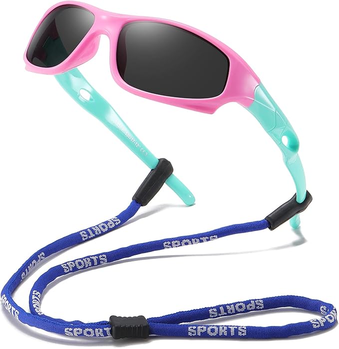 DYLB 3 Pack Flexible Kids Polarized Sunglasses For Boys Girls With Strap, Sport Sunglasses for Children Age 3-10.