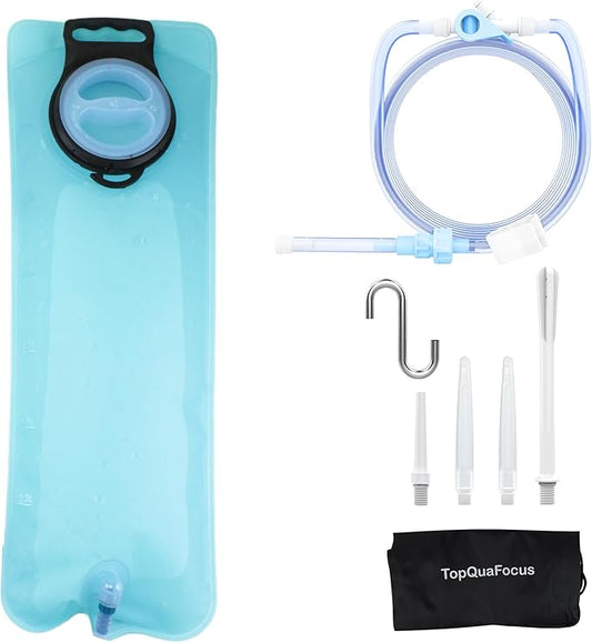 TopQuaFocus 3Qt Home Coffee Enema Bag kit with 6.5FT Silicone Tube Portable Enema Bag for Men Women Colon Cleansing Shower Enemas