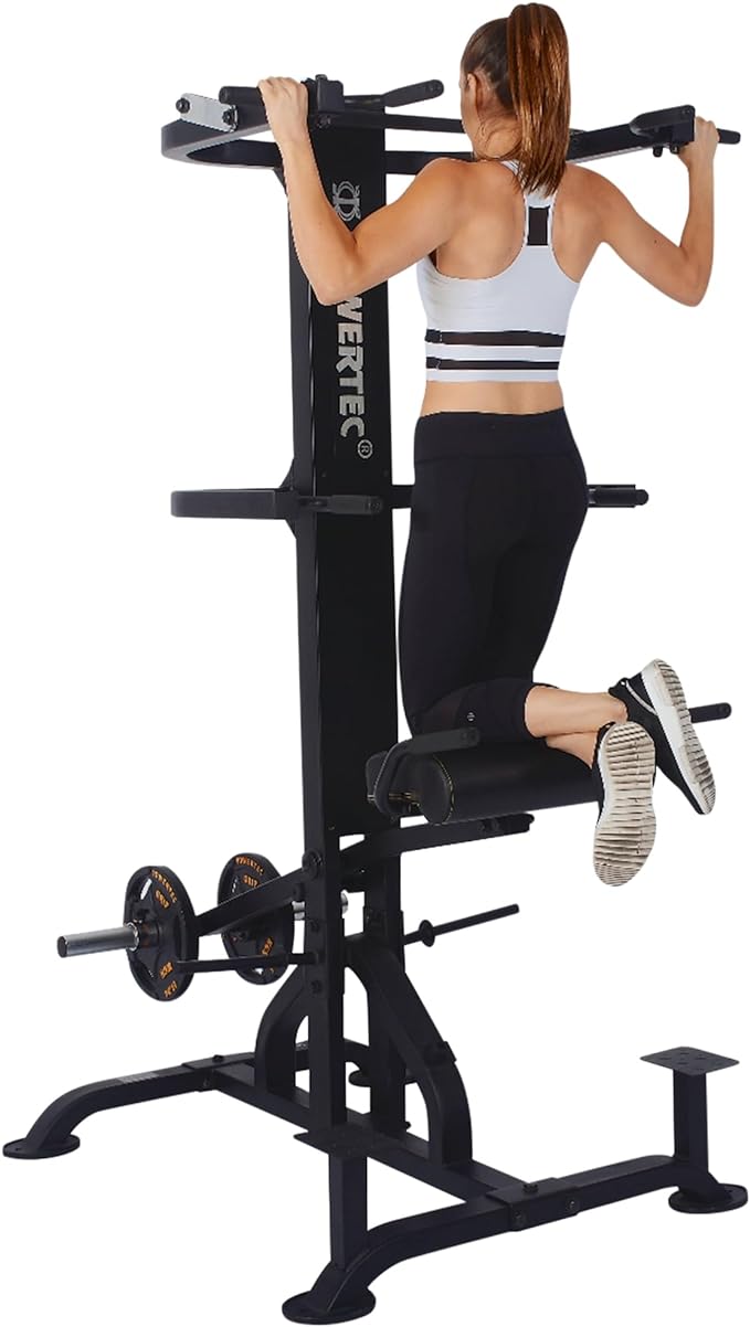 PowerTec Levergym Assisted Chin Up Bar and Dip Station, 400 lbs Max Load - Pullup Bar and Home Gym Equipment with Loaded Weights for Resistance Assist - Workout Equipment for Home Workouts