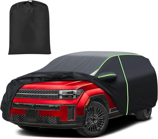 Mixsuper Liner Car Cover for Hyundai Santa Fe 2006-2026, 7 Layers Full Car Cover All Weather Car Covers for Santa Fe, Waterproof Outdoor Cover with Zipper Door Reflective Strips