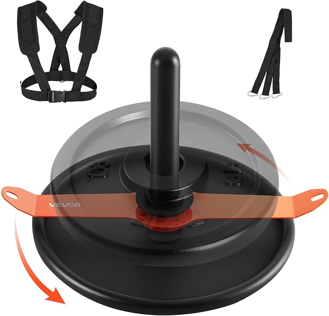 VEVOR Weight Sled, Steel Power Sled, Fitness Strength Training Sleds for Athletic Exercise Speed Improvement, Workout Fitness Equipment with Harness, Compatible with 2 in Weight Plate, Orange & Black