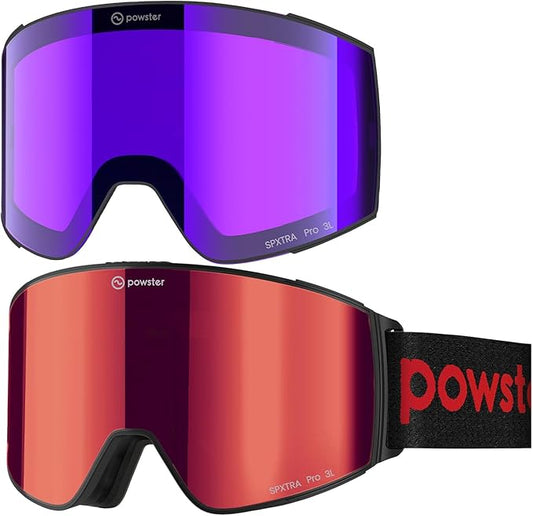 Ski Goggles Snow OTG Snowboard Goggles Magnetic Interchangeable Lens Frameless UV Protection Anti-fog mobile Skating