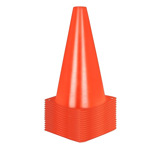 Alyoen 9 inch Orange Traffic Cones, Plastic Sport Cones, Soccer Training Cones for Outdoor Activity & Festive Events (Sets of 10/15/ 20)
