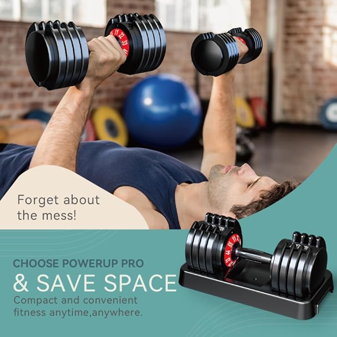 25/55lbs Adjustable Dumbbells Set, Dumbbells with Anti-Slip Metal Handle for Exercise & Fitness Fast Adjust Weight for Full Body Workout Fitness