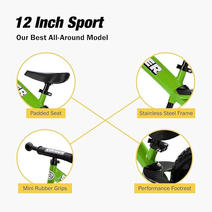 Strider 12” - Helps Teach Baby How to Ride a Balance Bicycle - for Kids 6 Months to 4 Years - Easy Assembly & Adjustments