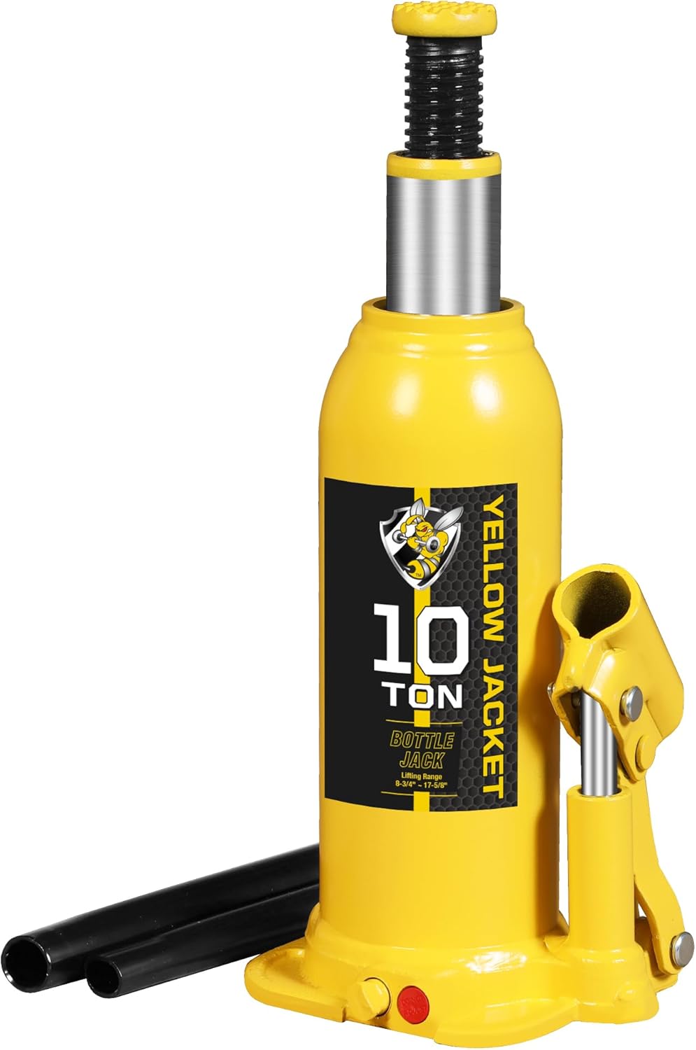 YELLOW JACKET 10 Ton Muti-Directional Welded Bottle Jack (20,000lb), Horizontal Bottle Jacks Use for Car, Pickup, Truck, RV, Auto Repair, Hydraulic Bottle Jack, Yellow