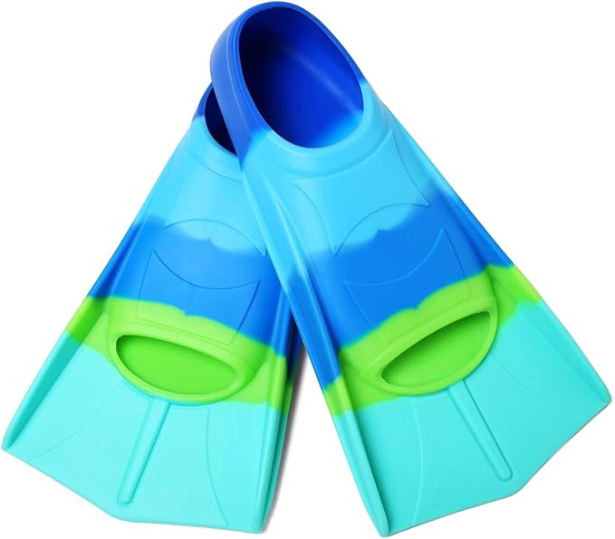 Kids Swim Fins,Short Kids Fins Youth Swimming Flippers for Lap Swimming Training for Children Girls Boys Beginners