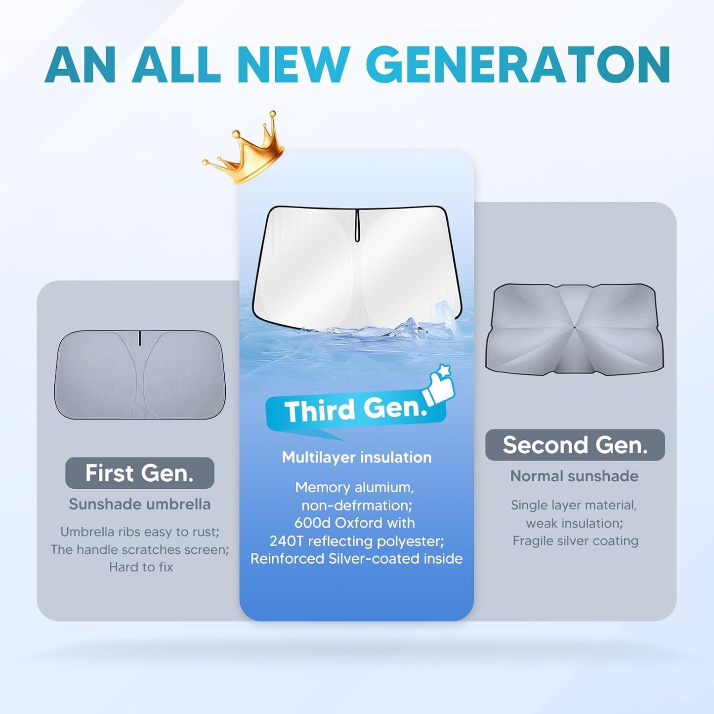 Windshield Sun Shade Fits for Chevy Equinox 2025 2026 Foldable Car Front Window Sunshade for Equinox Accessories Sun Visor