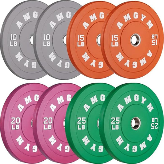 2 Inch Bumper Plates，10-500lbs，Barbell Rubber Olympic Weight Plates Set for Home Gym, Strength Training & Weight Lifting, Multiple Options Colors