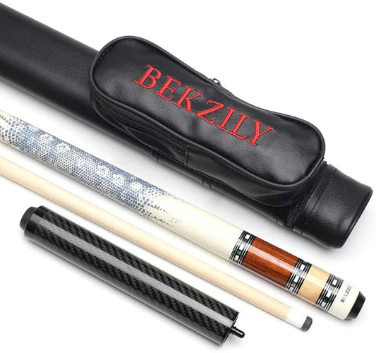 2-Piece Pool Cue Stick + Pool Cue Case with Carbon Extension