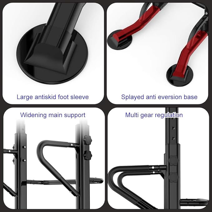 sogesfurniture Tower Adjustable Height Pull Up and Dip Station Multi-Function Home Strength Training Fitness Workout Station Sturdy Chin-Up Bar Stand Dip Station