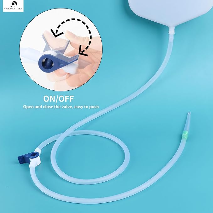 Silicone Enema Bag Kit - 2 Quart Capacity, 5 Multi-Size Reusable, Controlled Water Flow for Colon Detox Cleanse Enemas