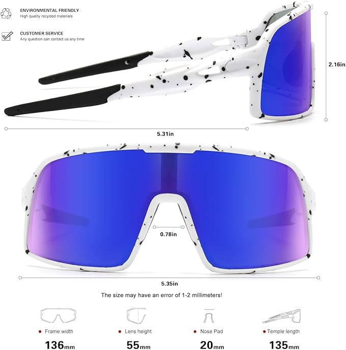 Polarized Sports Sunglasses for Men and Women Cycling Glasses UV Protection Goggles for Mountain Bike Running Fishing