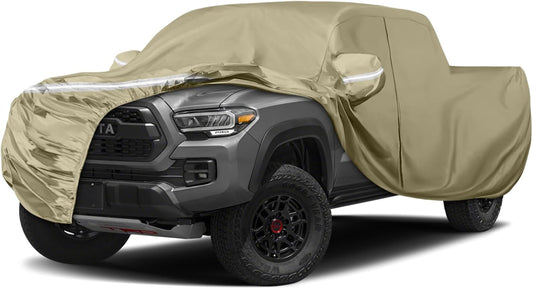 Waterproof Truck Covers Replace for 2005-2025 Toyota Tacoma CrewCab 6ft, Multilayer Heavy Duty with Cotton Liner All Weather Car Cover with Zipper Door, Windproof Bands for Snow Rain Protection