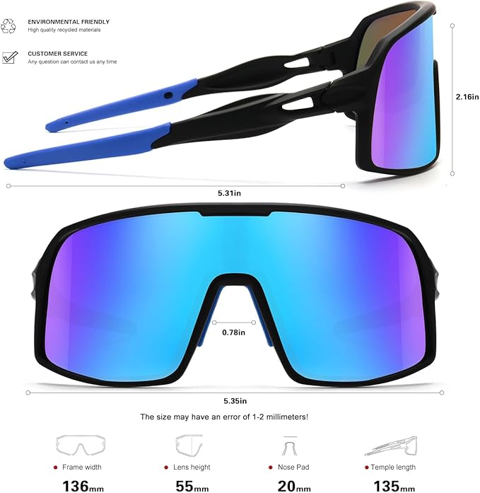 Polarized Sports Sunglasses for Men and Women Cycling Glasses UV Protection Goggles for Mountain Bike Running Fishing