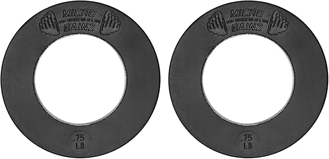 Micro Gainz Calibrated Fractional Weight Plate Set of 2 Plates, Choose Set (.25LB-1.25LB), Designed for Olympic Barbells for Strength Training & Micro Loading Bar Weights, Made in USA