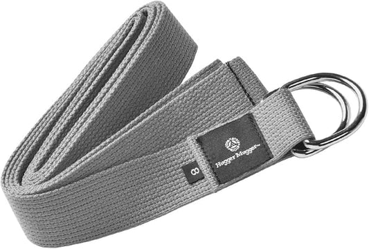Hugger Mugger D-Ring Cotton Yoga Strap - Super Strong Cotton, Metal D-Ring Buckle, Multiple Lengths Available