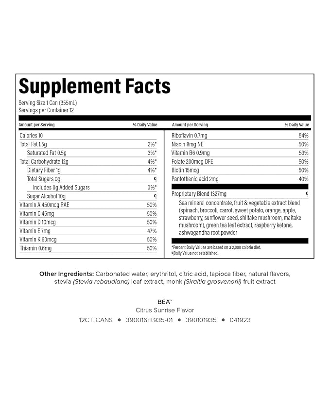 Isagenix BEA Sparkling Energy Drink - Energy & Metabolism Support - Whole-Food Sourced Ingredients - Includes Antioxidant Vitamins A, C & E - Vegan-Friendly - Citrus Sunshine, 12 Servings