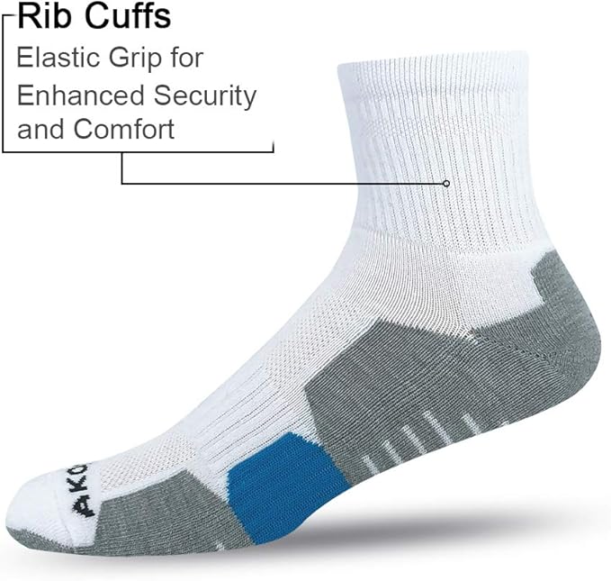 AKOENY Men's Performance Athletic Cushioned Quarter Ankle Socks (6 Pairs)