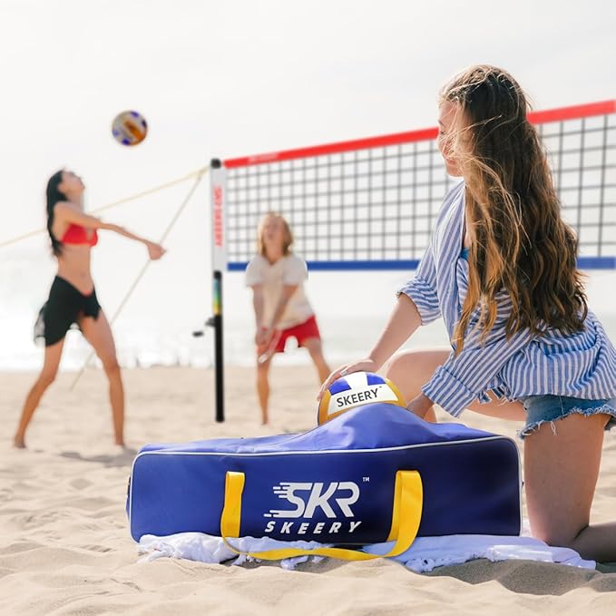 Outdoor Heavy Duty Volleyball Net Set, Anti-Sag Design, Adjustable Aluminum Poles, Portable Volleyball Net for Backyard,Grass and Beach