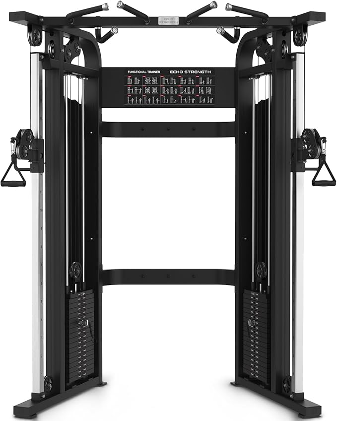 Cable Crossover Exercise Machine for Home & Commercial Gym, Functional Trainer Cable Machine, Functional Training Center All in One Home Gym Cable Machine, 180lbs Dual Weights Stack for Cable Workout