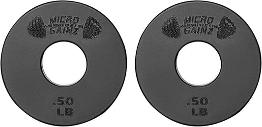 Micro Gainz Standard 1-Inch Center Hole Weight Plates, Set of 2 Black Fractional Plates Choose Set (.25LB-1.25LB), Designed for Standard 1-inch Barbells & Dumbbells, Made In USA