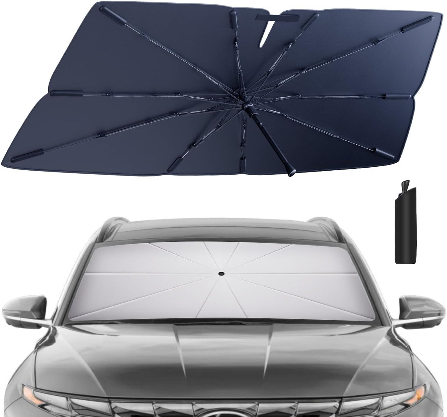 Windshield Sun Shade Umbrella: for Hyundai Tucson-2022-2024 2025 - Front Custom Car Window Shades - Foldable Sunshades Block UV Keep Cool