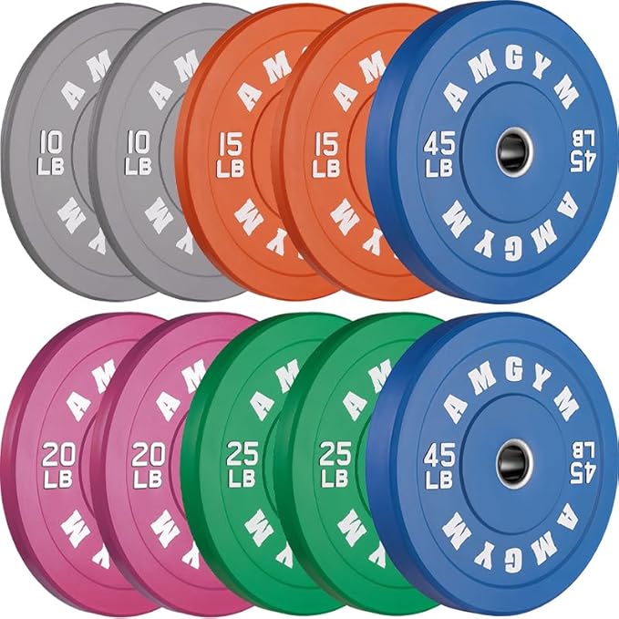 2 Inch Bumper Plates，10-500lbs，Barbell Rubber Olympic Weight Plates Set for Home Gym, Strength Training & Weight Lifting, Multiple Options Colors