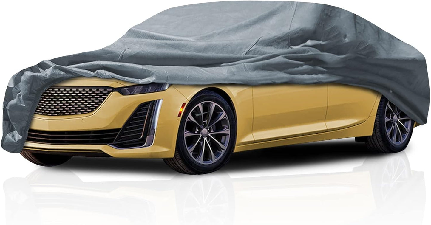 5 Layer Car Cover for Cadillac CT4-V 2020-2026 Sedan 4-Door Full Coverage Semi Custom Fit All Weather Protection Breathable Dust Scratch, Dust, Snow Shield