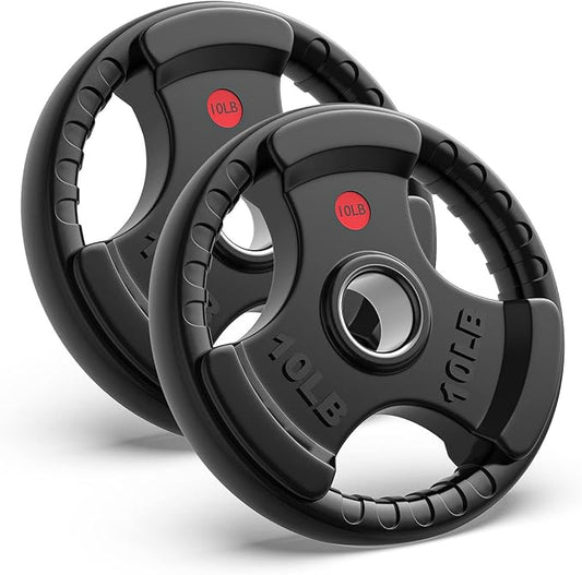 GIKPAL 2-inch Rubber Olympic Grip Weight Plates for Strength Training, Weightlifting in Home & Gym, Barbell Weights Plates Set (2.5/5/10/25/35/45 LB)