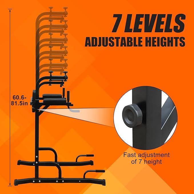 LSKSSNG Power Tower Dip Station Pull Up Bar for Home Office Gym, Multi-Function Workout Dip Station Power Tower for Full Body Strength Training Fitness Equipment, Pull Up Stand Holds Up to 440LBS