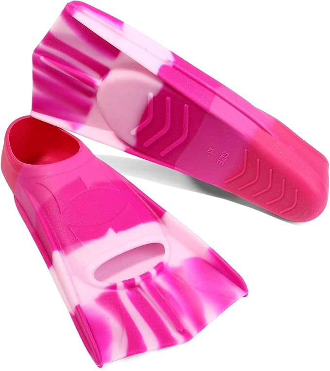 Kids Swim Fins,Short Kids Fins Youth Swimming Flippers for Lap Swimming Training for Children Girls Boys Beginners