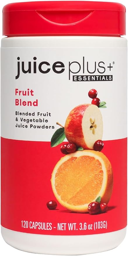 JuicePlus+ Fruit Blend: Plant-Based Whole Food Supplement with Apple, Peach, Cranberry, & More! - Vegan, Gluten-Free, Non-GMO, Kosher - Packed with Plant-Based Vitamins - 1 Bottle (60 Servings)