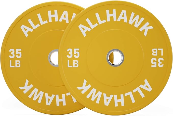 Colored Olympic Weight Plates, 2-inch Rubber Bumper Plate Set for Home Gym Barbell Weight Lifting and Strength Training