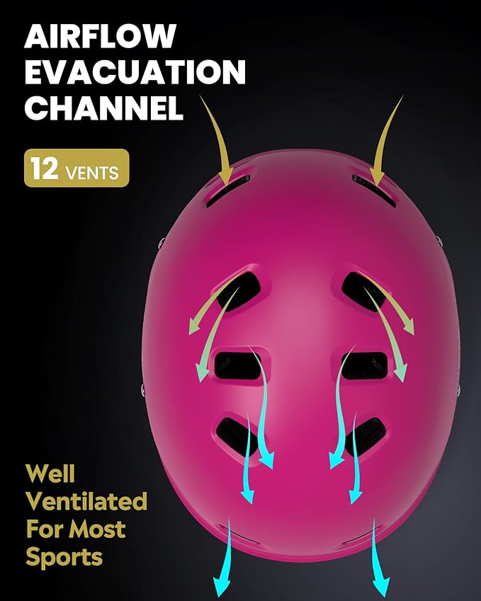 OutdoorMaster Skateboard Cycling Helmet - Two Removable Liners Ventilation Multi-Sport Scooter Roller Skate Inline Skating Rollerblading for Kids, Youth & Adults