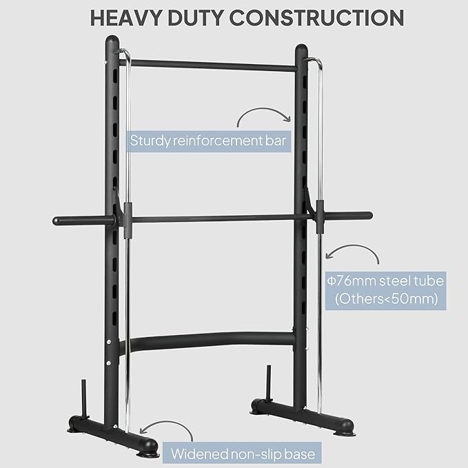 Soozier Squat Rack with Pull-Up Bar, Adjustable Power Rack with Barbell Bar, Multi-Functional Bench Press Rack for Home Gym Strength Training