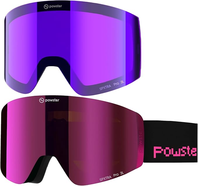 Ski Goggles Snow OTG Snowboard Goggles Magnetic Interchangeable Lens Frameless UV Protection Anti-fog mobile Skating